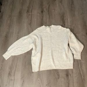 White Tri Color Plus Size Pullover Sweater